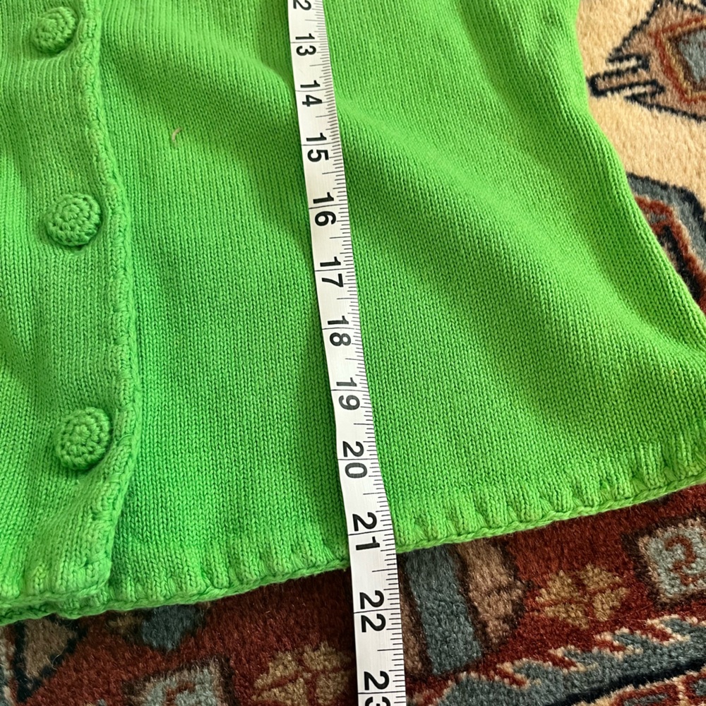 Vintage knit top button down sunflowers beaded green yellow crop blouse M - Picture 9 of 12